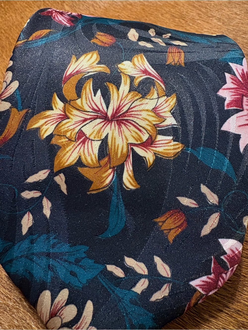 Unbranded Navy Floral Men's Tie with Yellow Accent